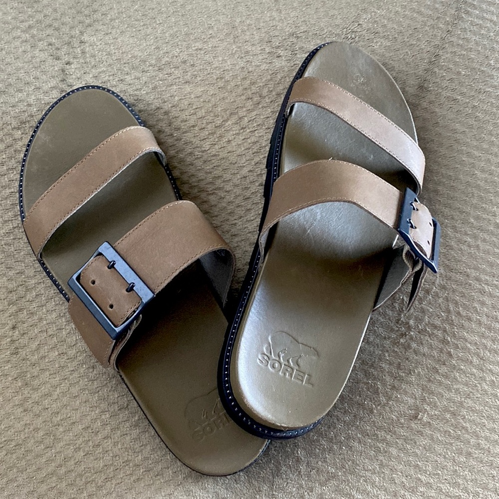 Sorel sandals, Size 10, Army green sandals, Never Worn